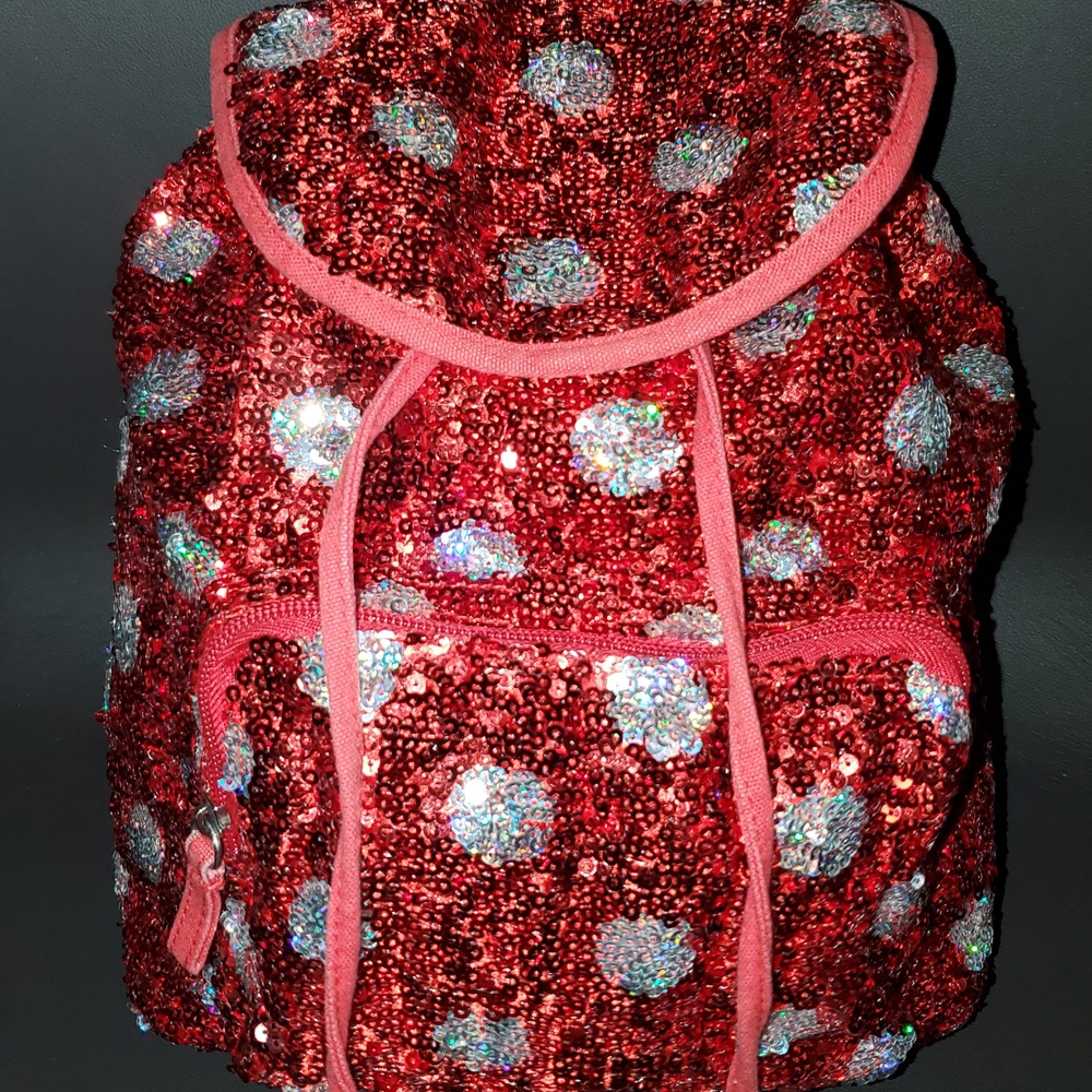 Disney Parks Minnie Mouse Polka Dot Red Sequin Mini Backpack - Picture 8 of 8